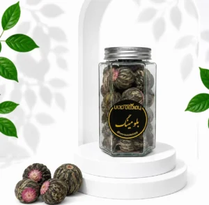 چای بلومینگ شکوفا شونده از ترکیب چای سفید، چای سبز و غنچه گل‌ها